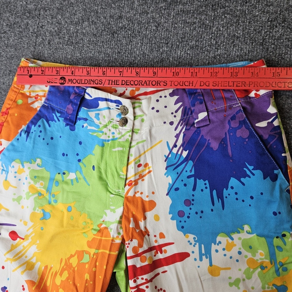 Loudmouth Golf Womens Drop Cloth Bermuda Shorts Size 4 Paint Splatter 9" Inseam - Picture 5 of 8